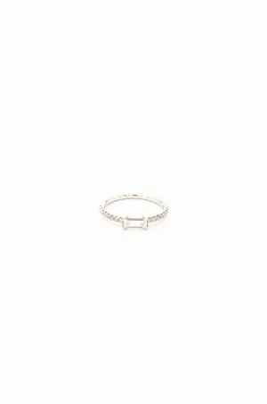 18K White Gold Diamond Baguette Thread Ring