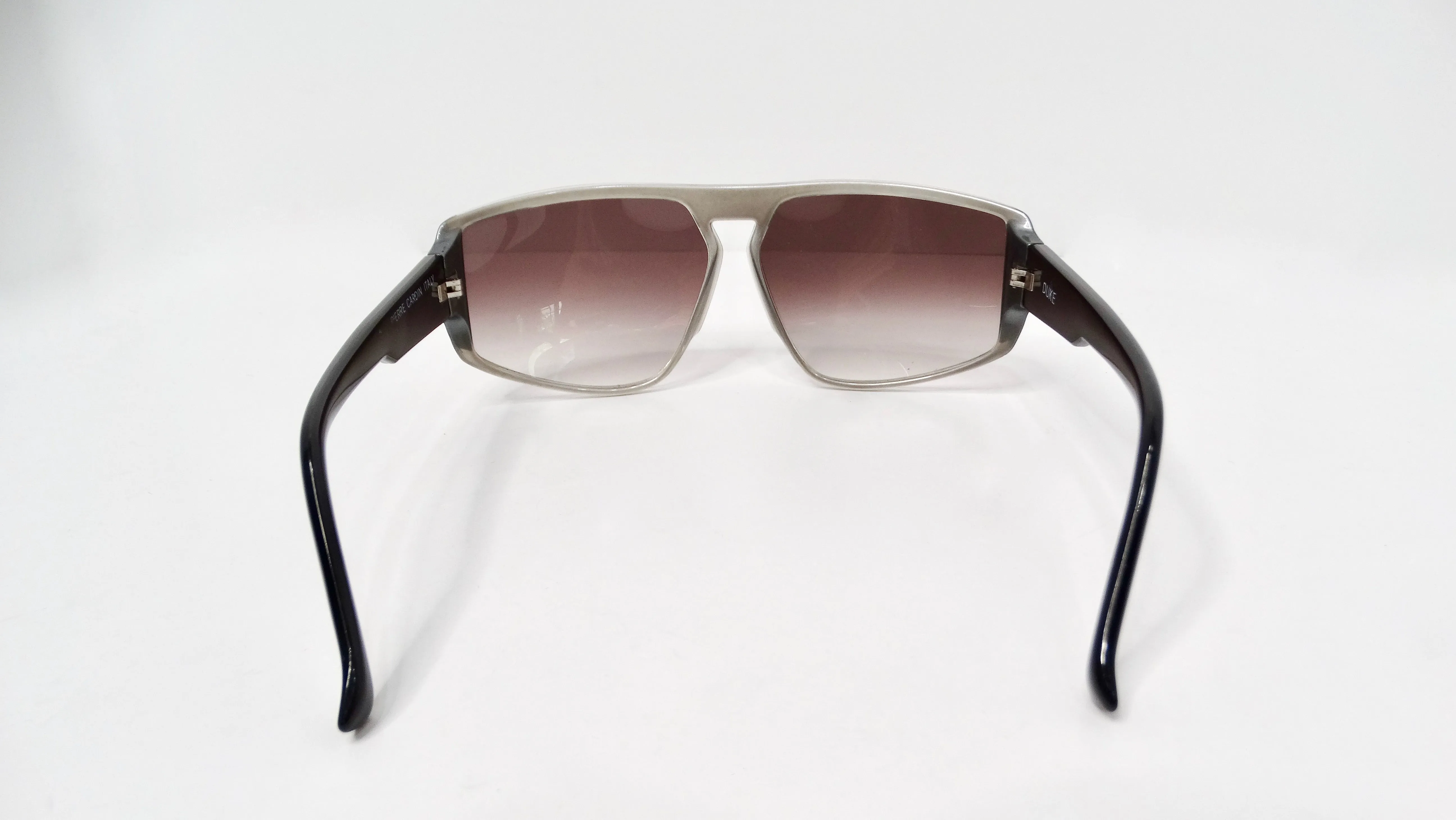1980s Pierre Cardin Grey & Black Frame Gradient Lens Aviator Sunglasses