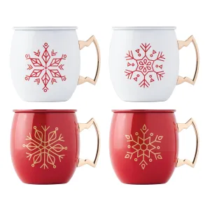 20 Oz Snowflake Moscow Mule Mugs, Set Of 4