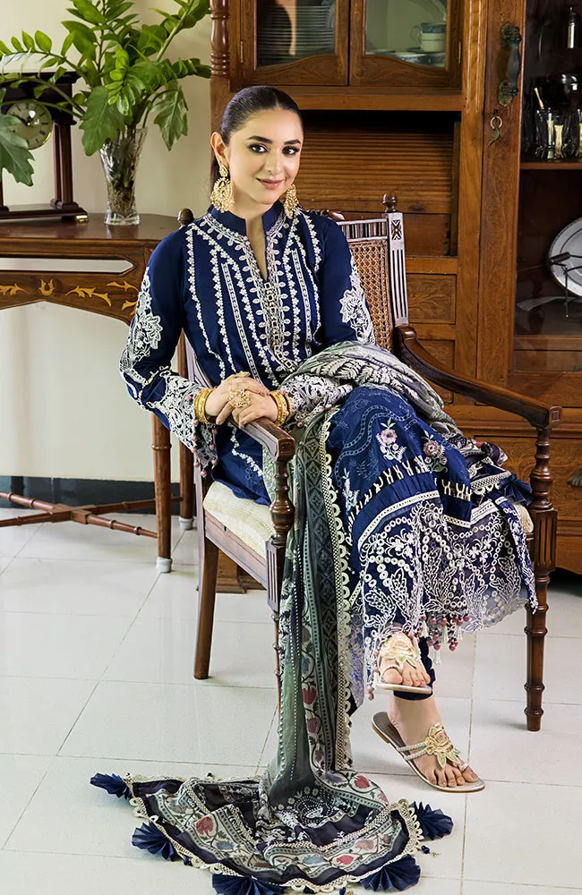3 Piece Unstitched Luxury Embroidered Lawn-MLL-23-08 | Alzohaib Mahiymaan Luxury Lawn Eid Collection23
