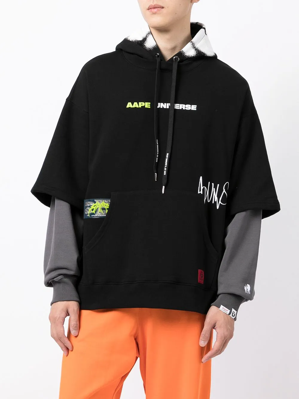 AAPE BY *A BATHING APE® graphic-print layered hoodie
