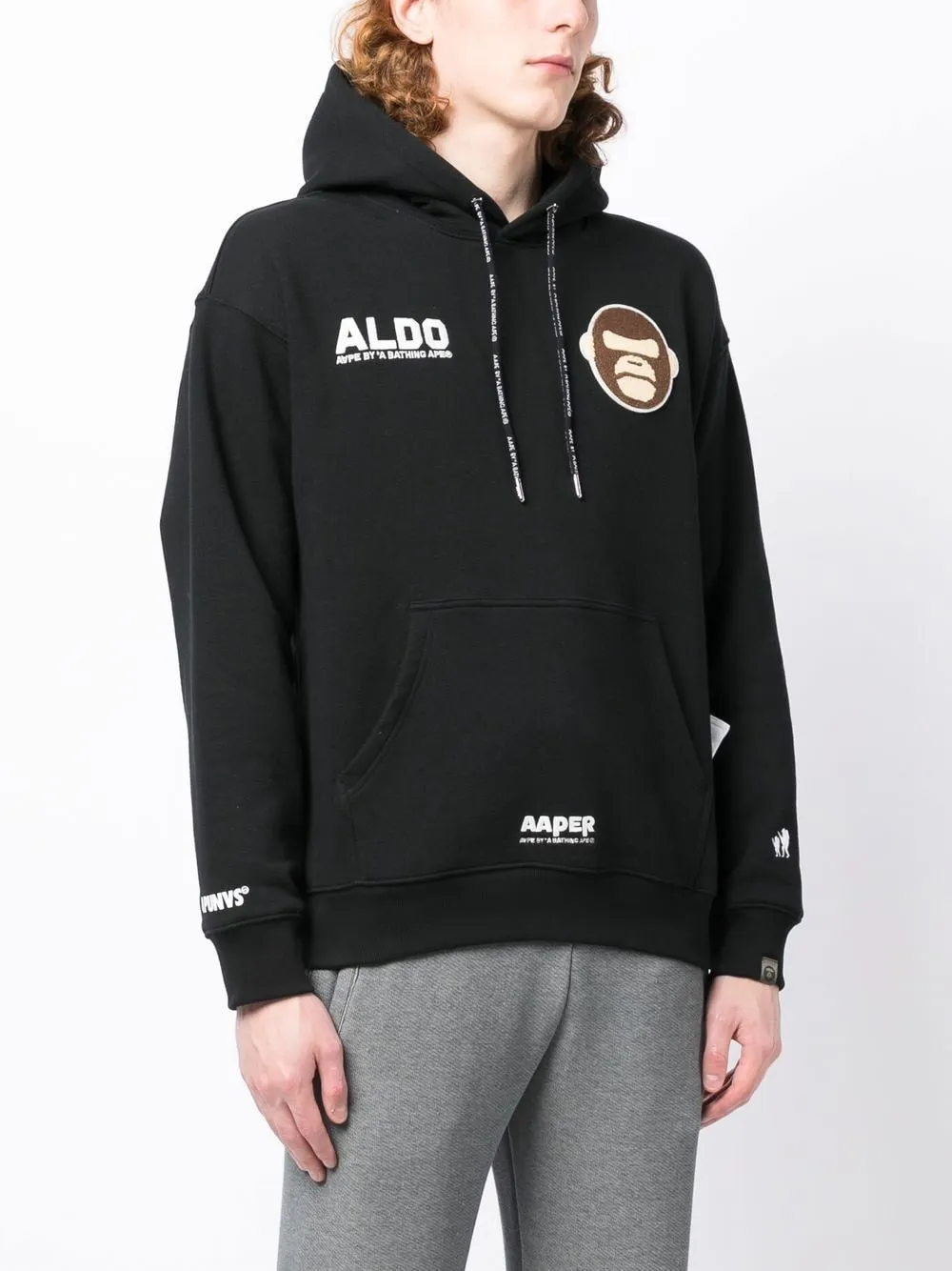 AAPE BY *A BATHING APE® logo-print flocked-motif hoodie