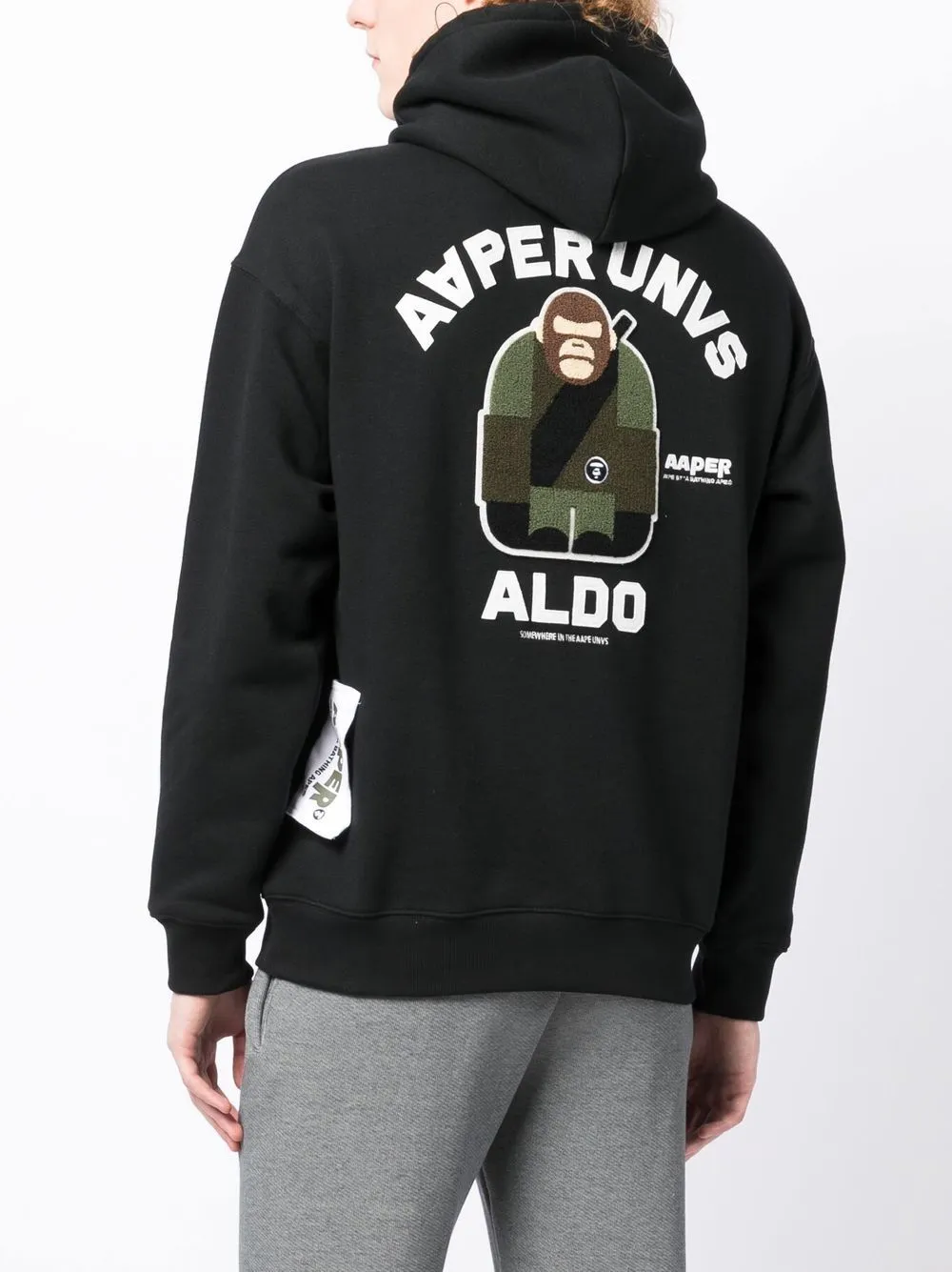 AAPE BY *A BATHING APE® logo-print flocked-motif hoodie