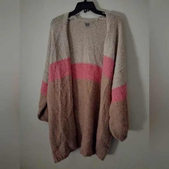 Aerie long wool mohair blend cardigan multicolor sweater size L/XL