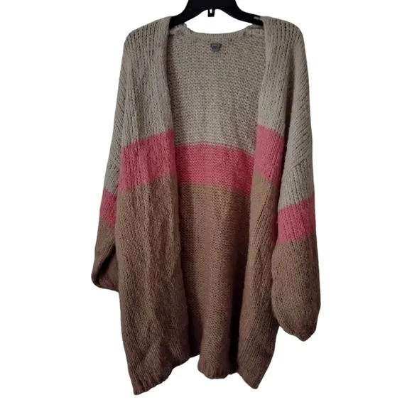 Aerie long wool mohair blend cardigan multicolor sweater size L/XL