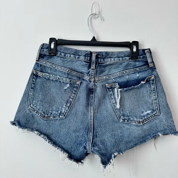 AGOLDE Women's Blue Denim Cutoff Raw Hem Shorts Size 27