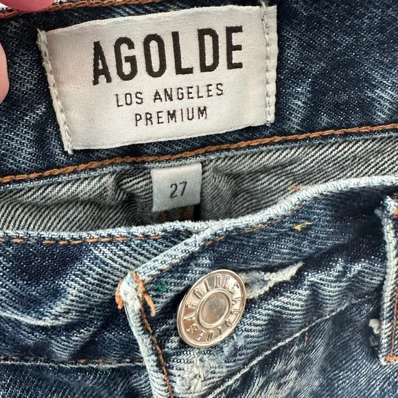 AGOLDE Women's Blue Denim Cutoff Raw Hem Shorts Size 27