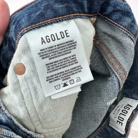 AGOLDE Women's Blue Denim Cutoff Raw Hem Shorts Size 27