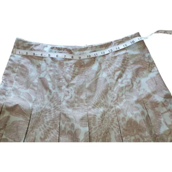 AKRIS green and brown floral pleated skirt