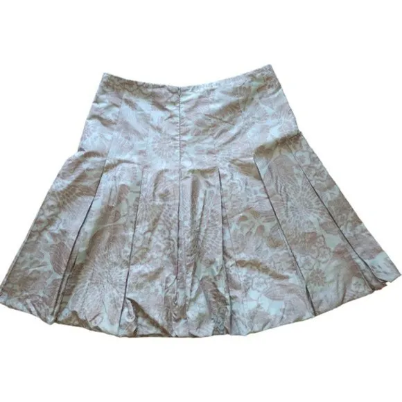AKRIS green and brown floral pleated skirt
