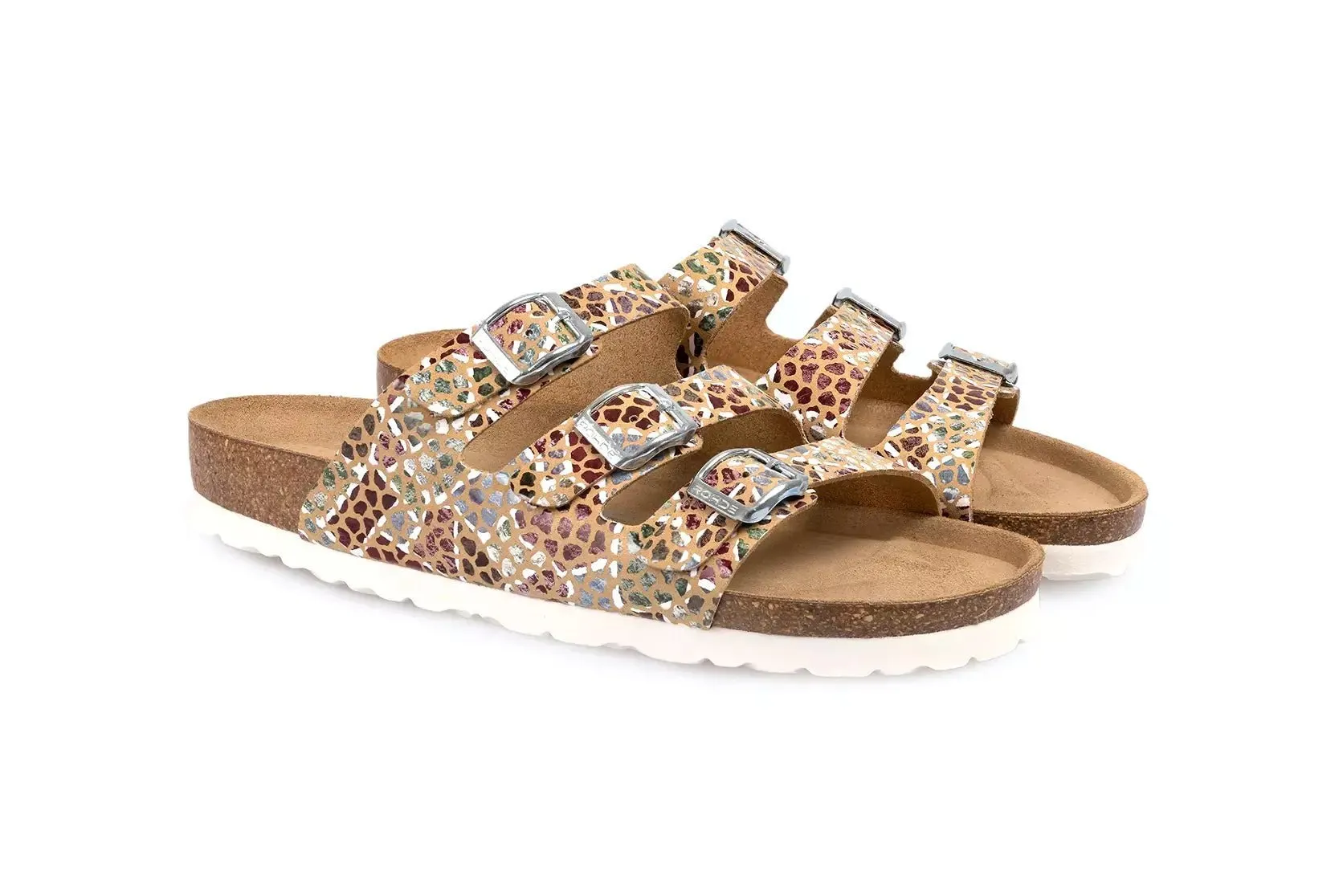 'Alba' women's triple strap sandal - camel mix