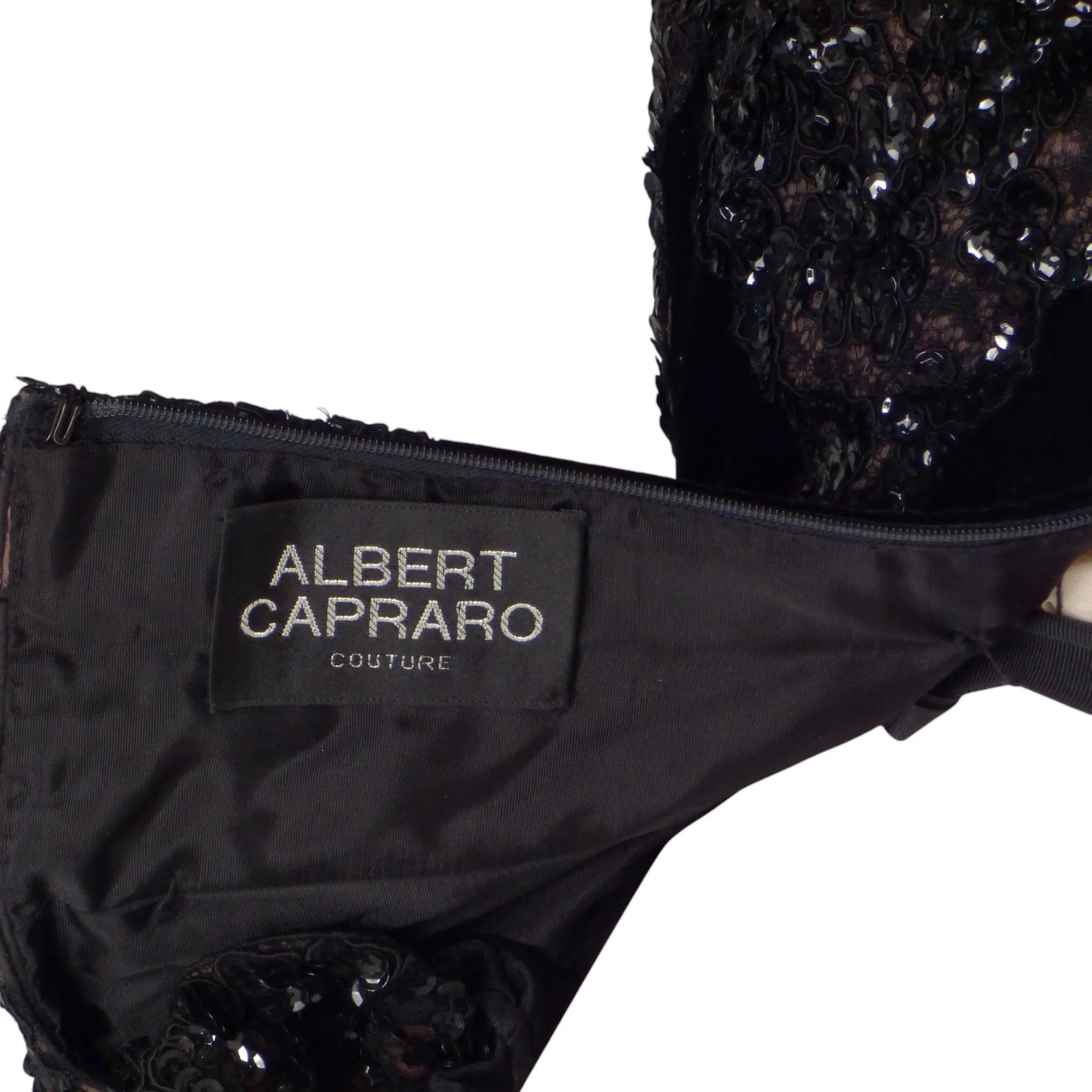 ALBERT CAPRARO- 1980s Black Sequin & Taffeta Ballgown, Size 6