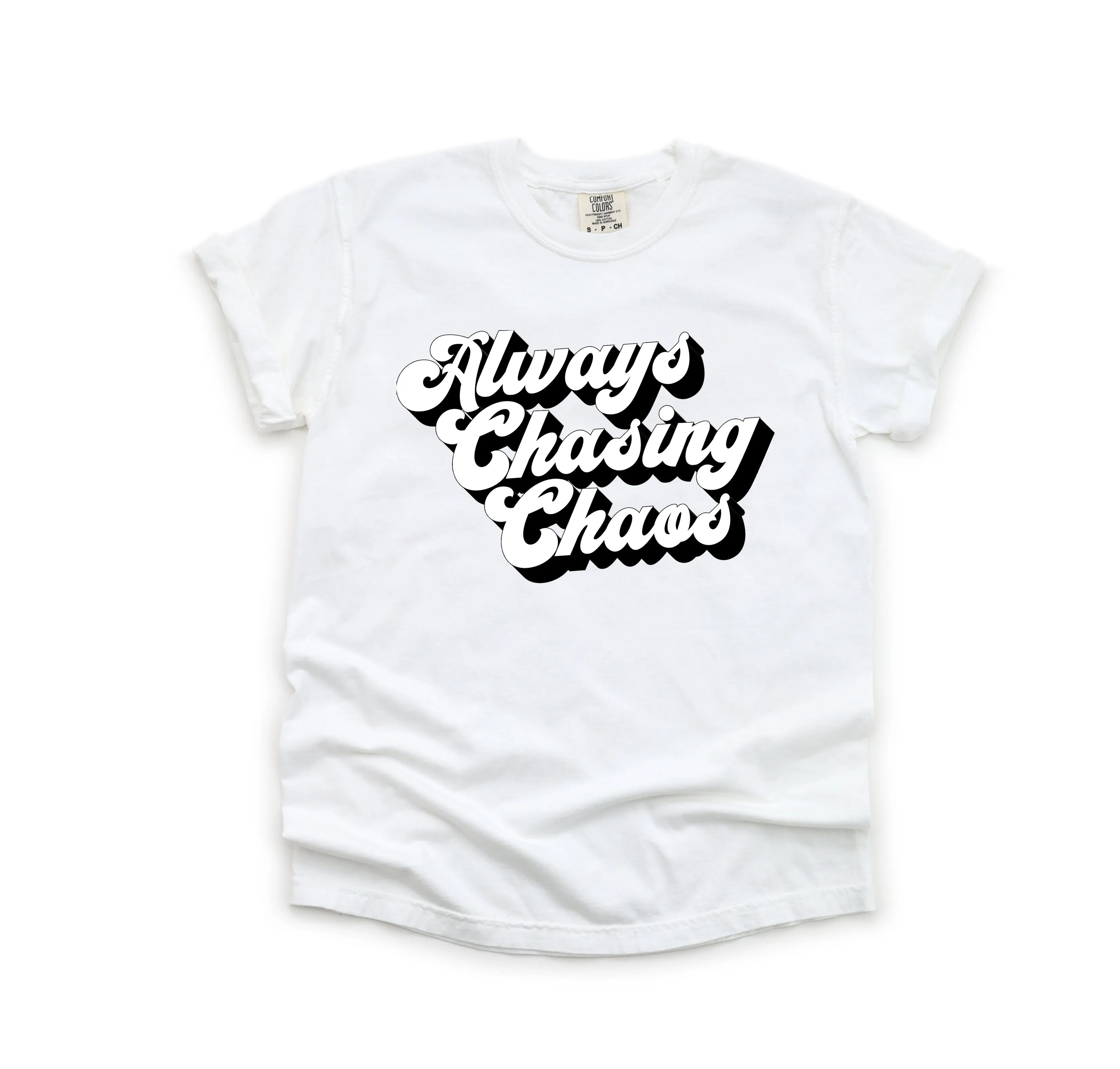 Always Chasing Chaos - Comfort Colors Adult Tee | Retro Block