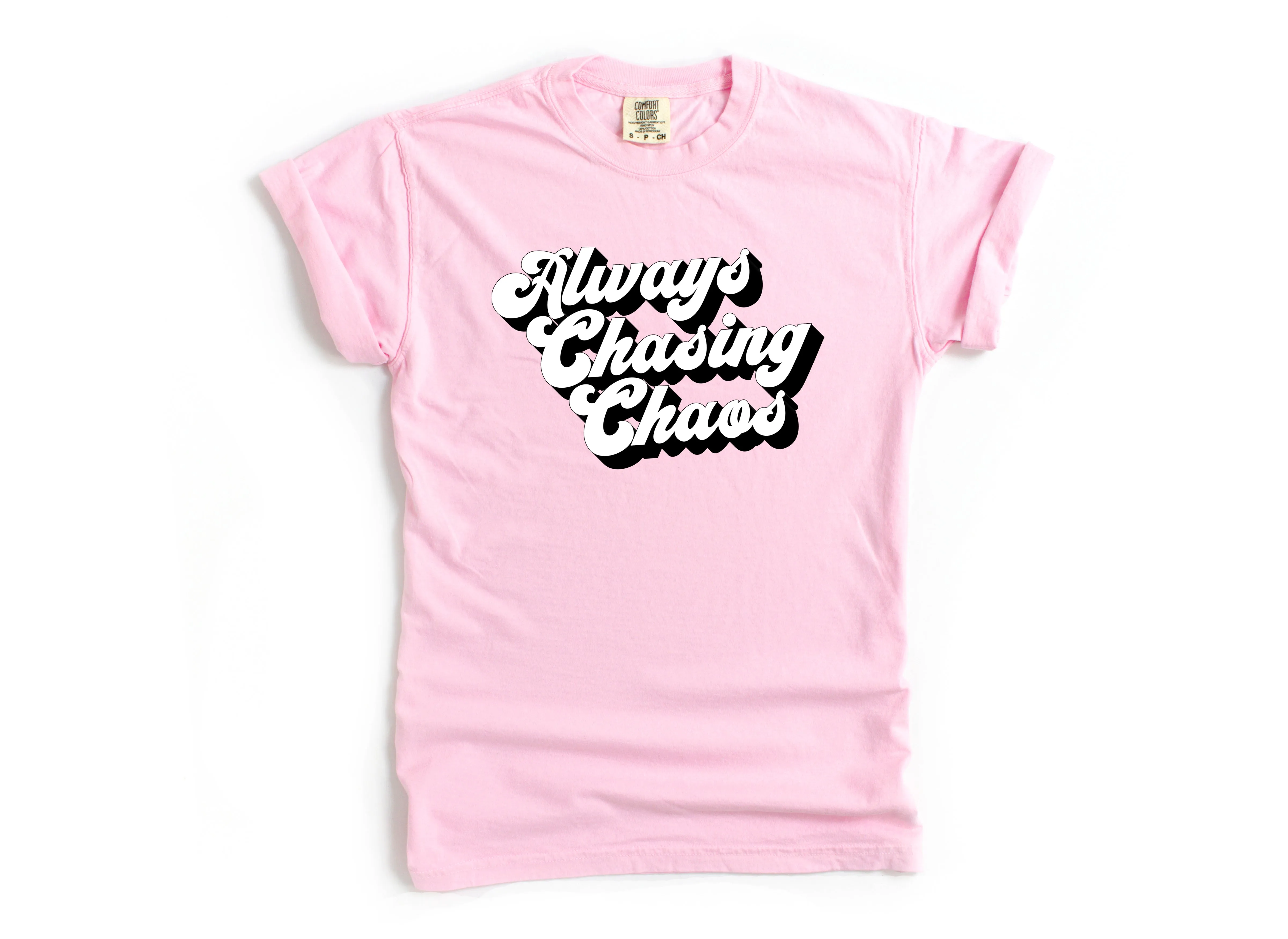 Always Chasing Chaos - Comfort Colors Adult Tee | Retro Block
