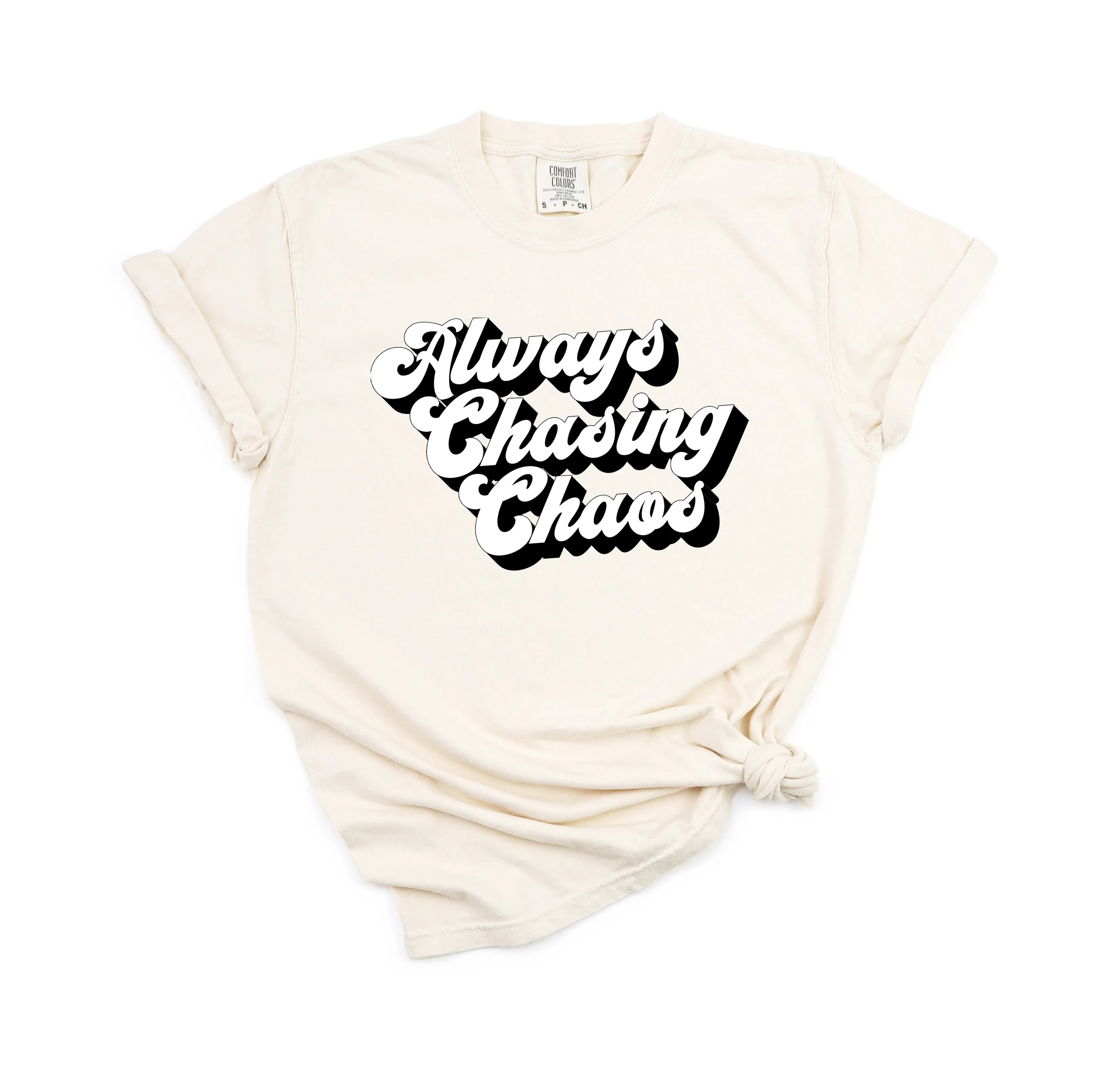 Always Chasing Chaos - Comfort Colors Adult Tee | Retro Block