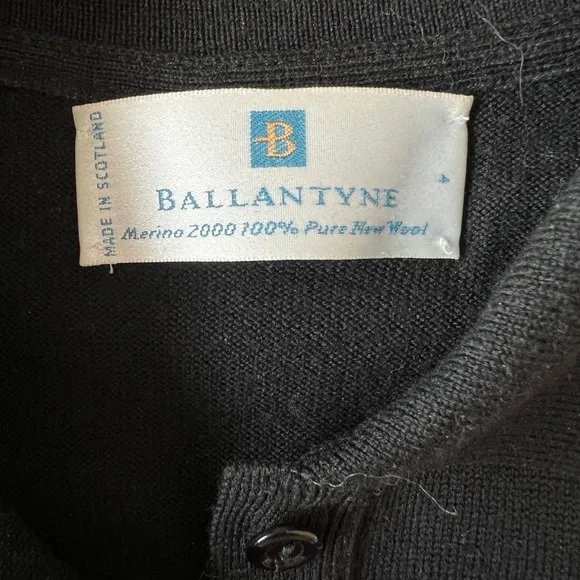 BALLANTYNE MERINO WOOL 2000 POLO SWEATER WOMENS 4 LUXURY PREPPY CLASSIC BLACK