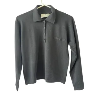 BALLANTYNE MERINO WOOL 2000 POLO SWEATER WOMENS 4 LUXURY PREPPY CLASSIC BLACK
