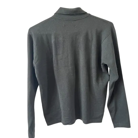 BALLANTYNE MERINO WOOL 2000 POLO SWEATER WOMENS 4 LUXURY PREPPY CLASSIC BLACK