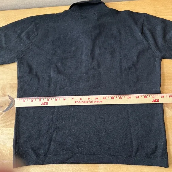 BALLANTYNE MERINO WOOL 2000 POLO SWEATER WOMENS 4 LUXURY PREPPY CLASSIC BLACK