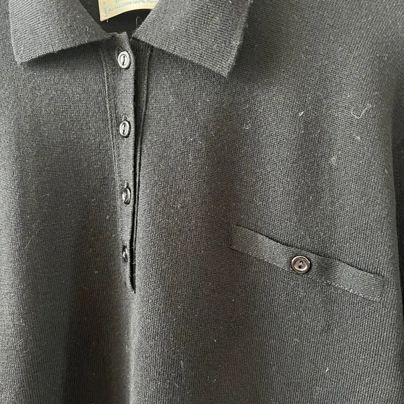 BALLANTYNE MERINO WOOL 2000 POLO SWEATER WOMENS 4 LUXURY PREPPY CLASSIC BLACK