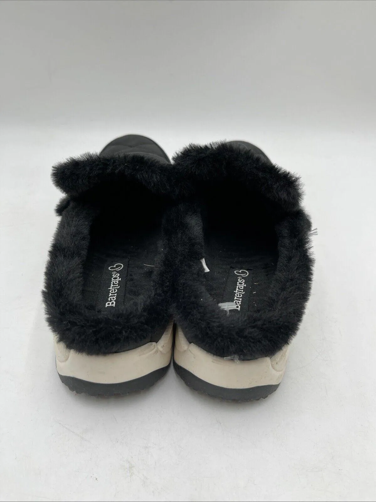Baretraps Gemma Women's Faux Fur Leather Clogs Black Size 7.5M - Very Good