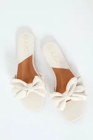 Big Bow Push-In Mule Sandal - Off White