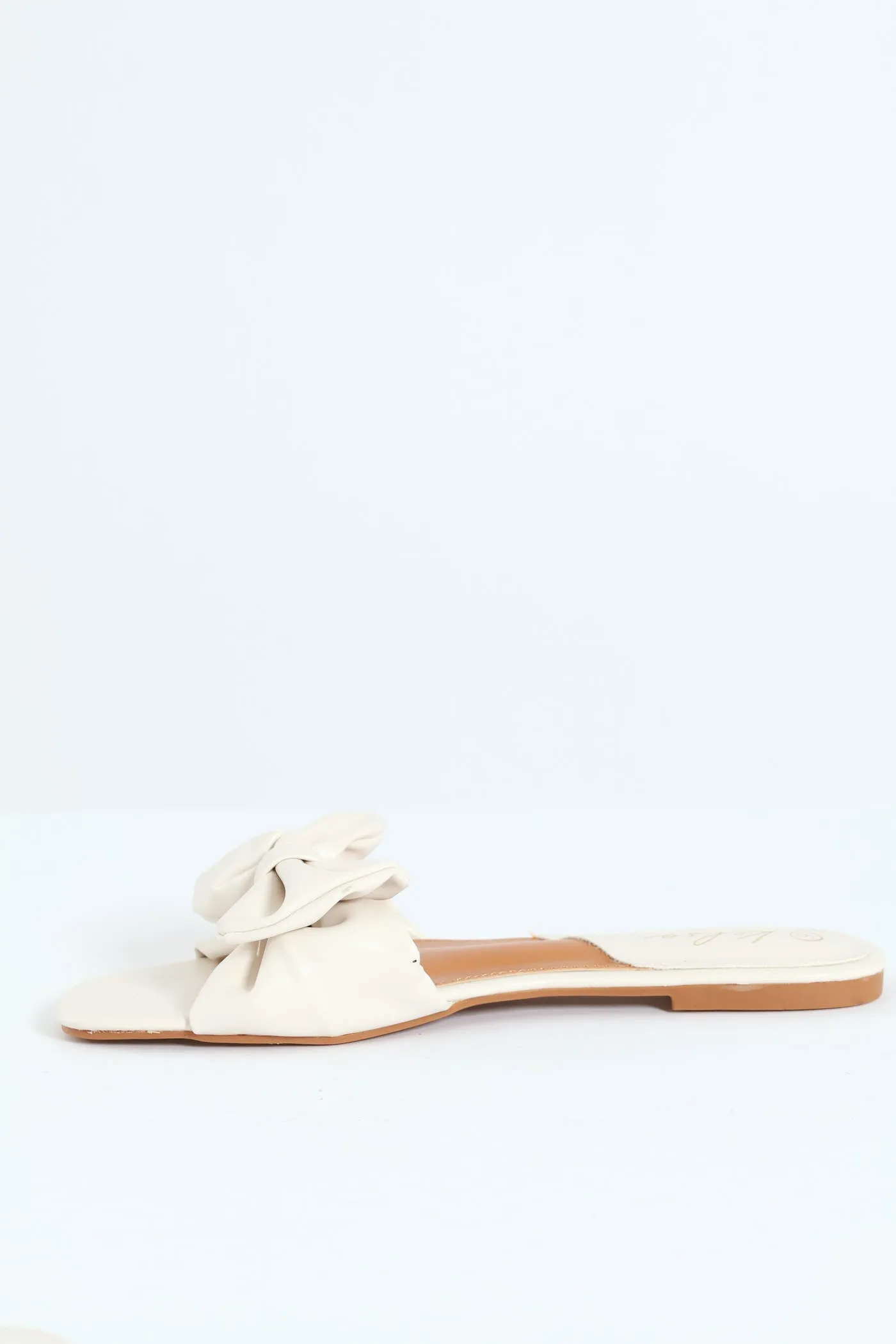 Big Bow Push-In Mule Sandal - Off White