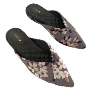 Birdies The Swan Cherry Blossom Pointed Toe Mule Grey Floral Slip on Size 7.5‎