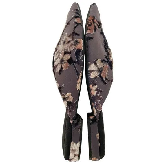 Birdies The Swan Cherry Blossom Pointed Toe Mule Grey Floral Slip on Size 7.5‎