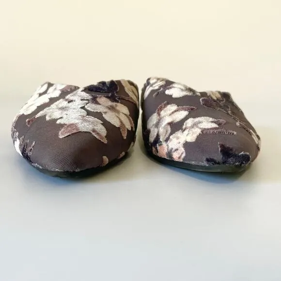 Birdies The Swan Cherry Blossom Pointed Toe Mule Grey Floral Slip on Size 7.5‎