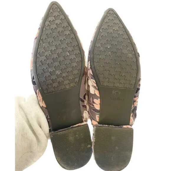 Birdies The Swan Cherry Blossom Pointed Toe Mule Grey Floral Slip on Size 7.5‎