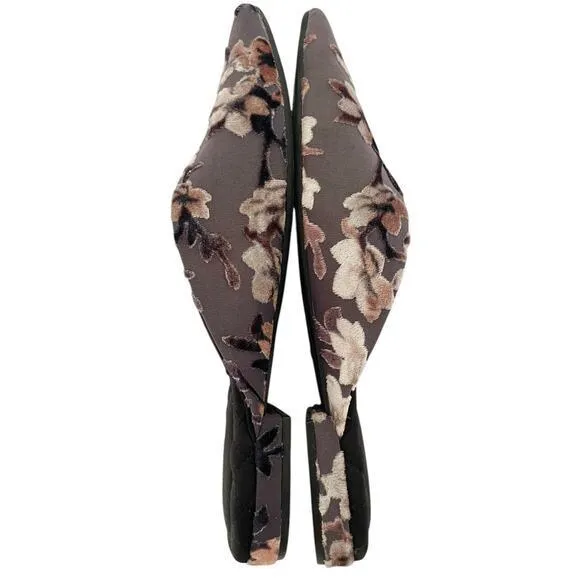 Birdies The Swan Cherry Blossom Pointed Toe Mule Grey Floral Slip on Size 7.5‎