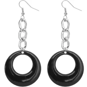 Black Chain Link Drop Hoop Earrings