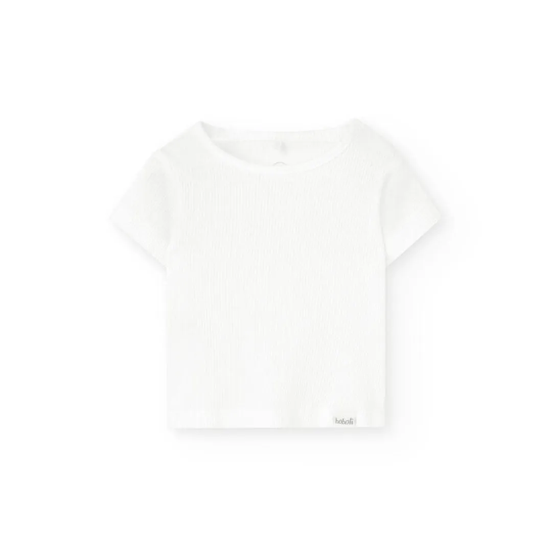 Boboli Baby Off White Pop Button T-Shirt