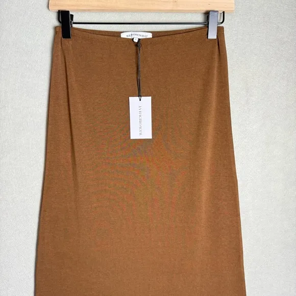 Brand New WeWoreWhat Women's Pull On Midi Skirt Jersey SDL Saddle Brown size  XS