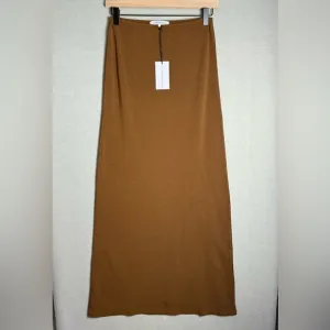 Brand New WeWoreWhat Women's Pull On Midi Skirt Jersey SDL Saddle Brown size  XS