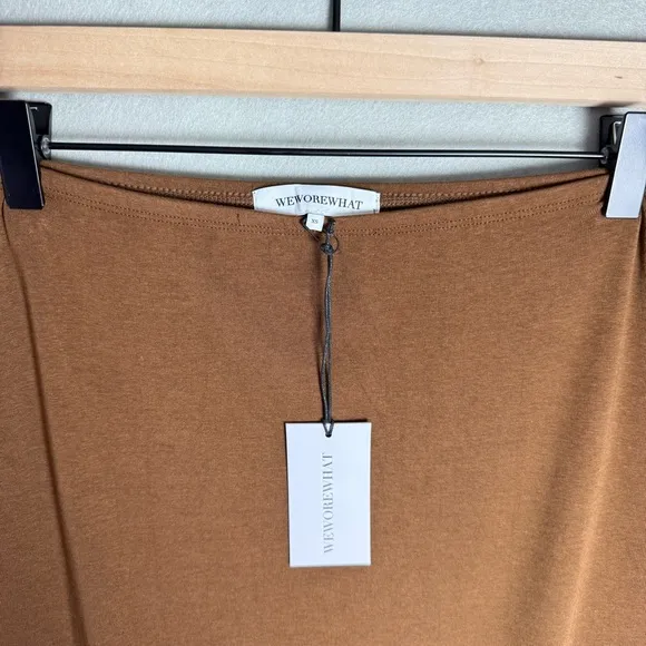 Brand New WeWoreWhat Women's Pull On Midi Skirt Jersey SDL Saddle Brown size  XS