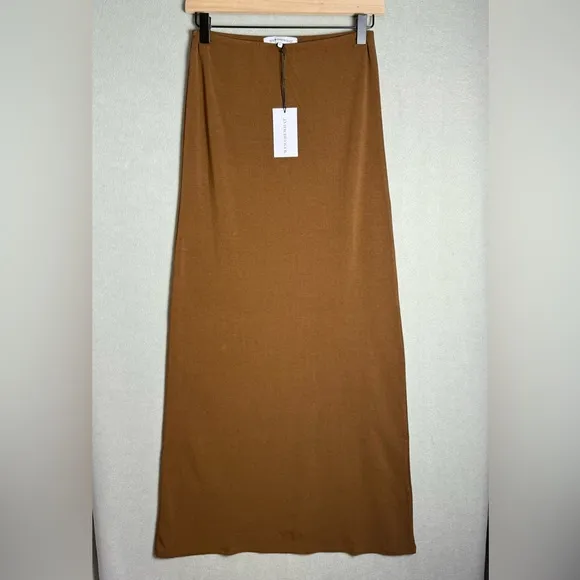Brand New WeWoreWhat Women's Pull On Midi Skirt Jersey SDL Saddle Brown size  XS