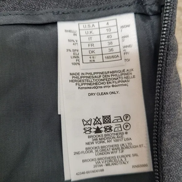 Brooks Brothers Wool Blend Pleated Mini Charcoal Gray Skirt Size 4 NWT