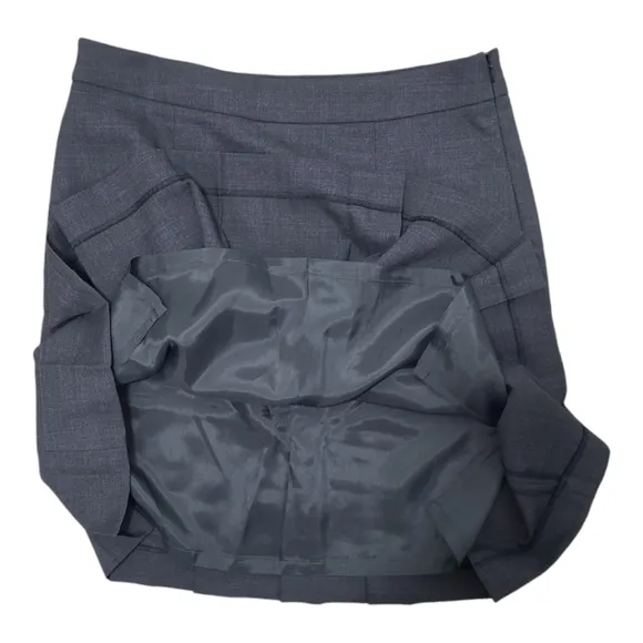 Brooks Brothers Wool Blend Pleated Mini Charcoal Gray Skirt Size 4 NWT