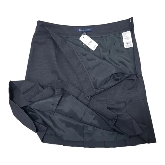 Brooks Brothers Wool Blend Pleated Mini Charcoal Gray Skirt Size 4 NWT