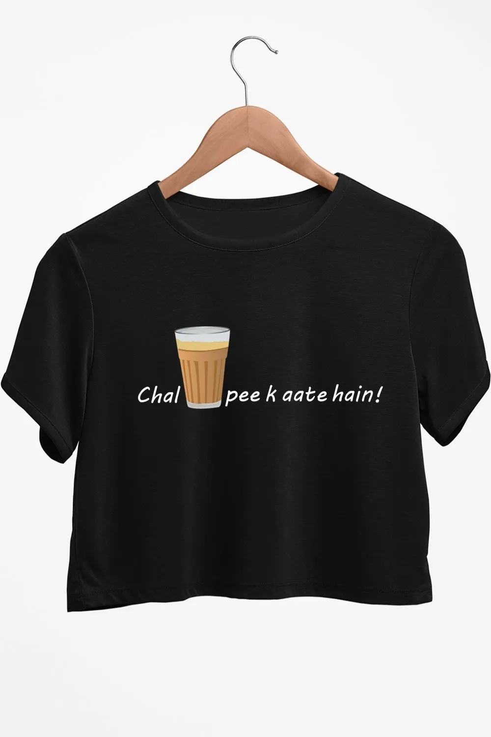 Chai Peeke Aate Hai Black Crop Top
