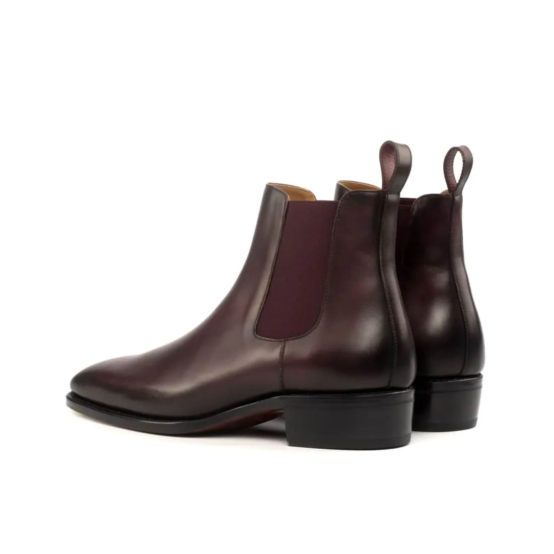 Cheslea Boots en cuir patiné bordeaux