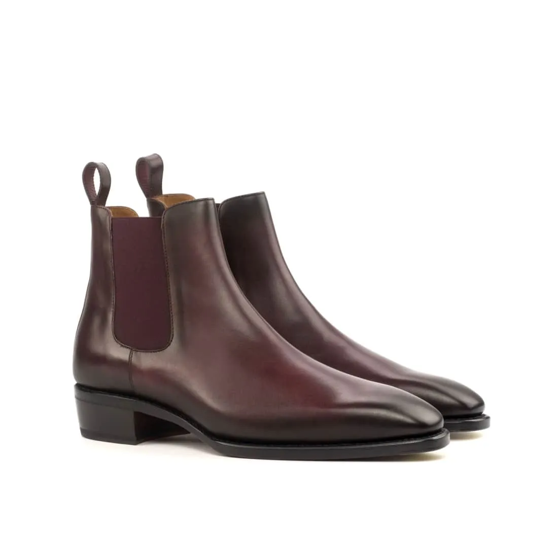 Cheslea Boots en cuir patiné bordeaux