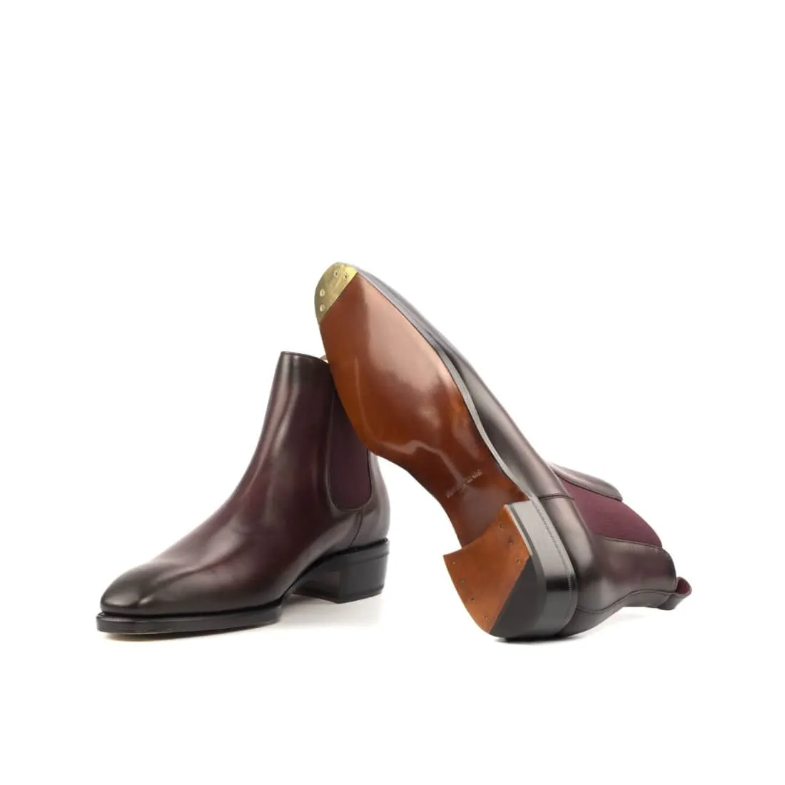 Cheslea Boots en cuir patiné bordeaux