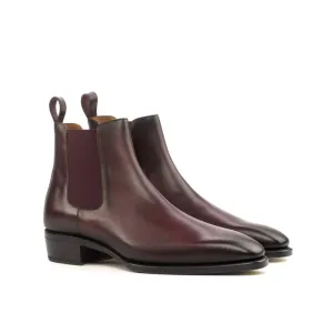 Cheslea Boots en cuir patiné bordeaux