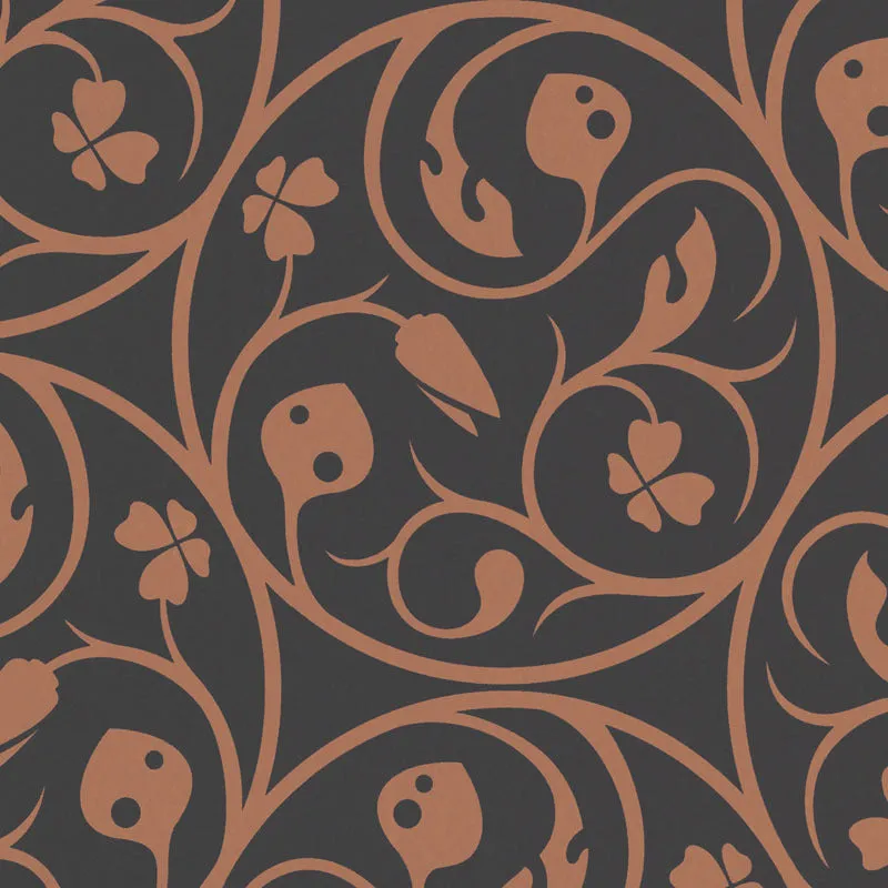 Clover Leaves Scroll Black Pink 255051 Wallpaper
