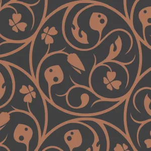 Clover Leaves Scroll Black Pink 255051 Wallpaper