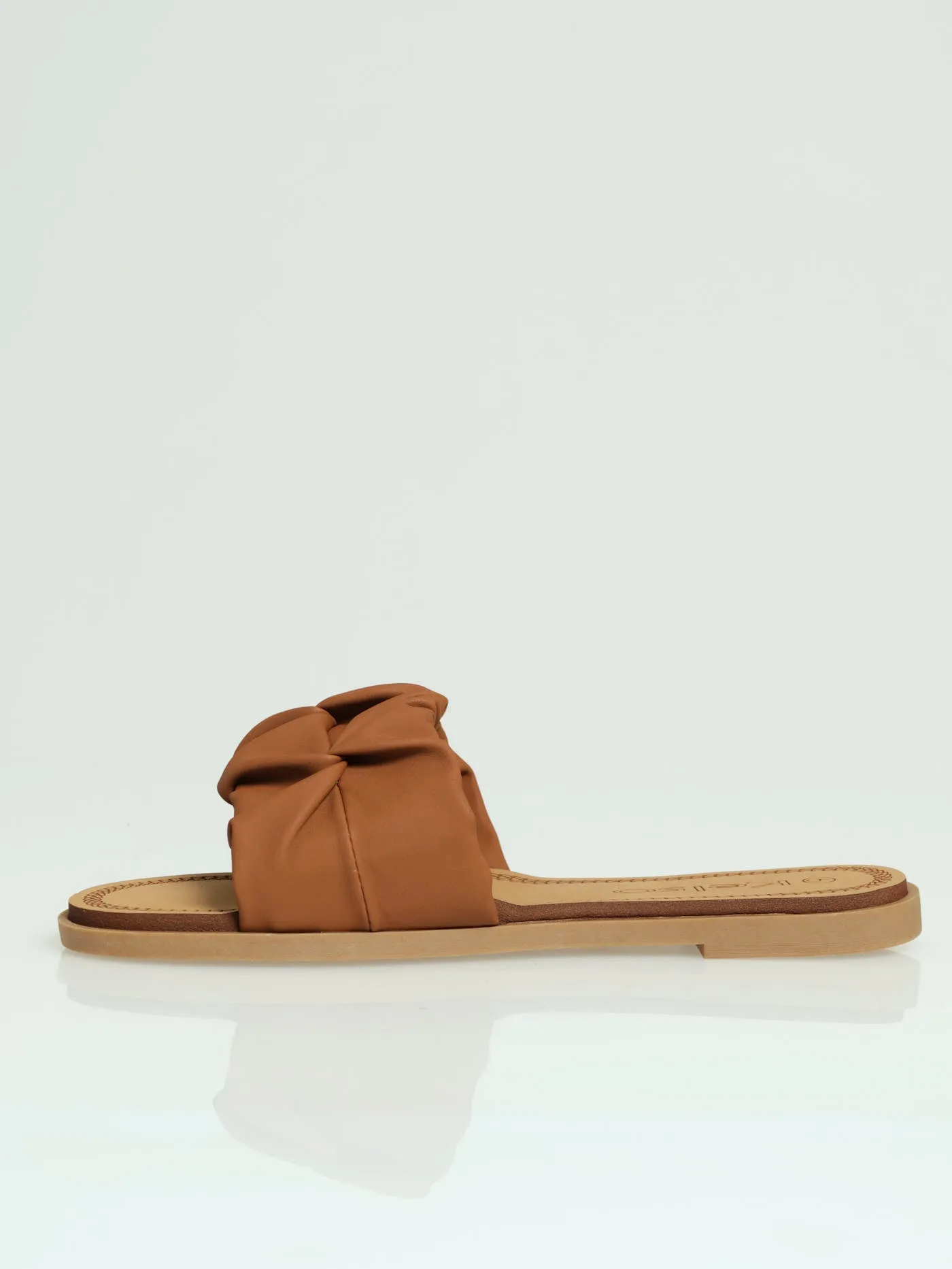 Comfort Outsole Folded Single Band Mule Sandal - Tan
