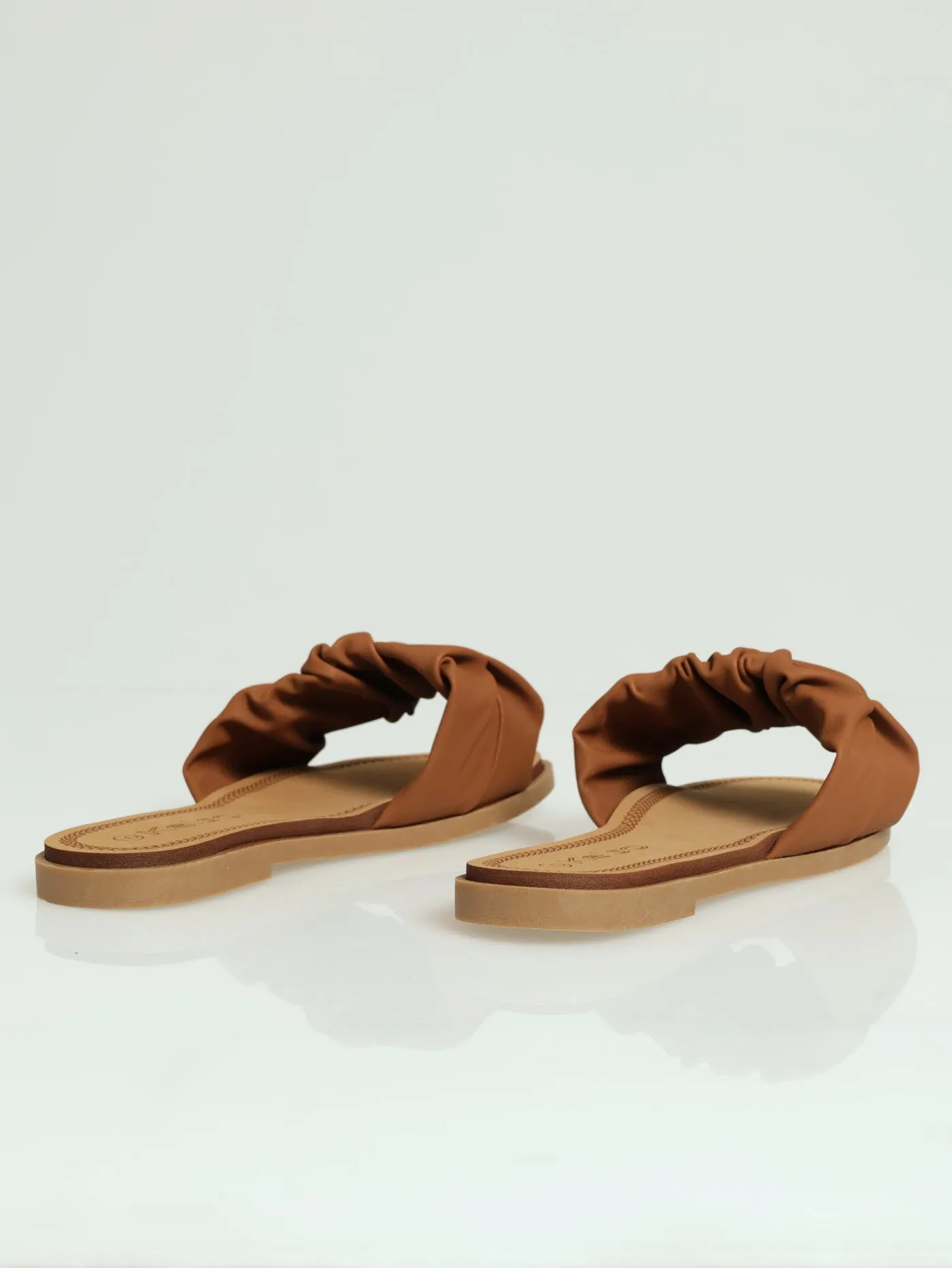 Comfort Outsole Folded Single Band Mule Sandal - Tan